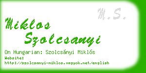 miklos szolcsanyi business card
