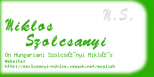 miklos szolcsanyi business card